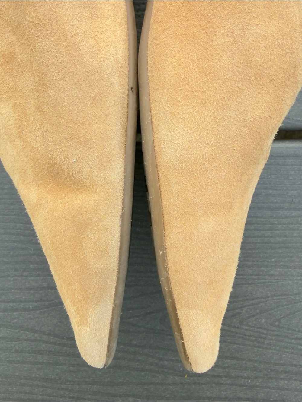 Birdies The Swan Golden Oak Suede Pointed Toe Mule Flats Size 7.5 Quilted Insole - Picture 11 of 16